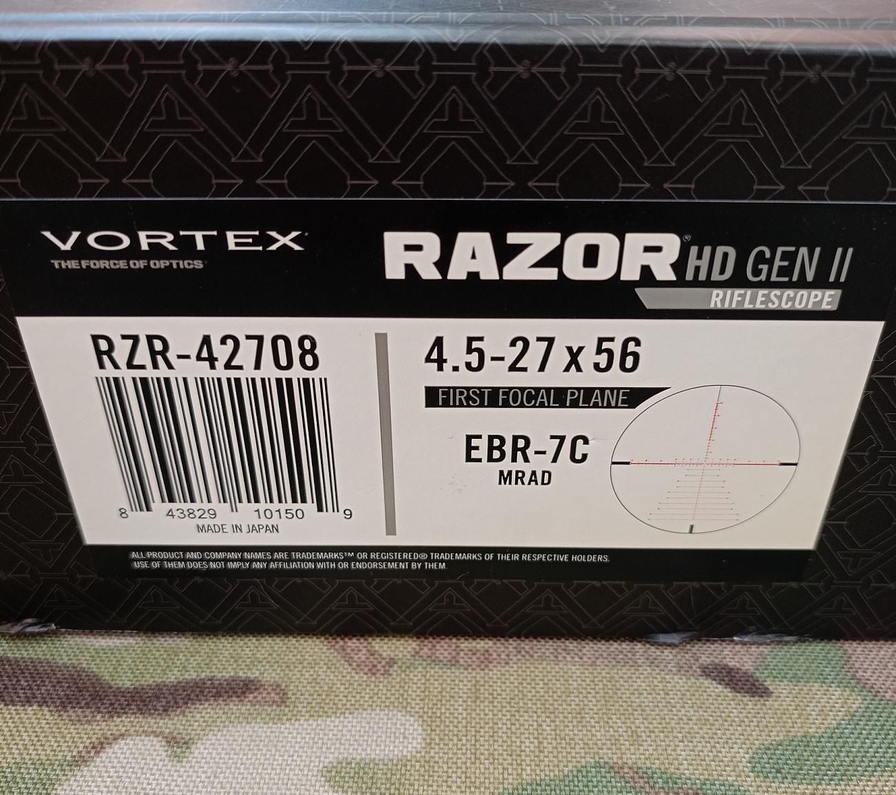 Vortex Razor HD Gen II 4.5-27x56 FFP EBR-7C