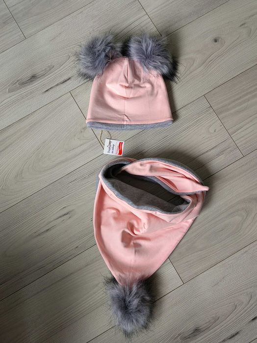 Czapka i chustka apaszka zimowa komplet na ob 46/48 wiek 1/2 lata