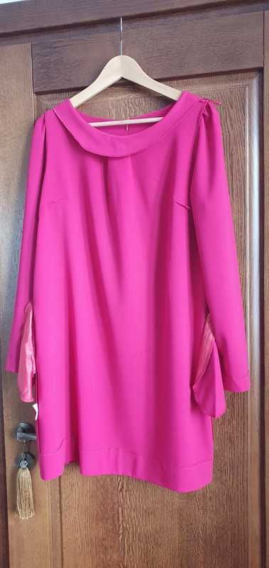 Sukienka koktajlowa różowa kolor magenta rozmiar XL 42