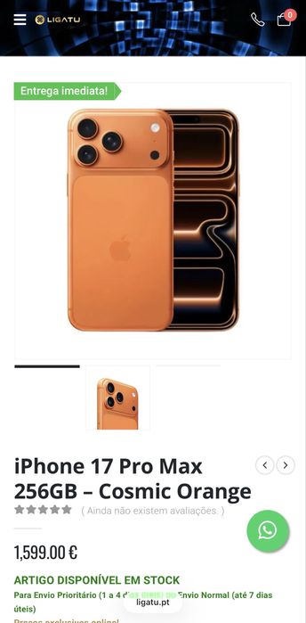 iPhone 17 Pro Max 256gb Laranja
