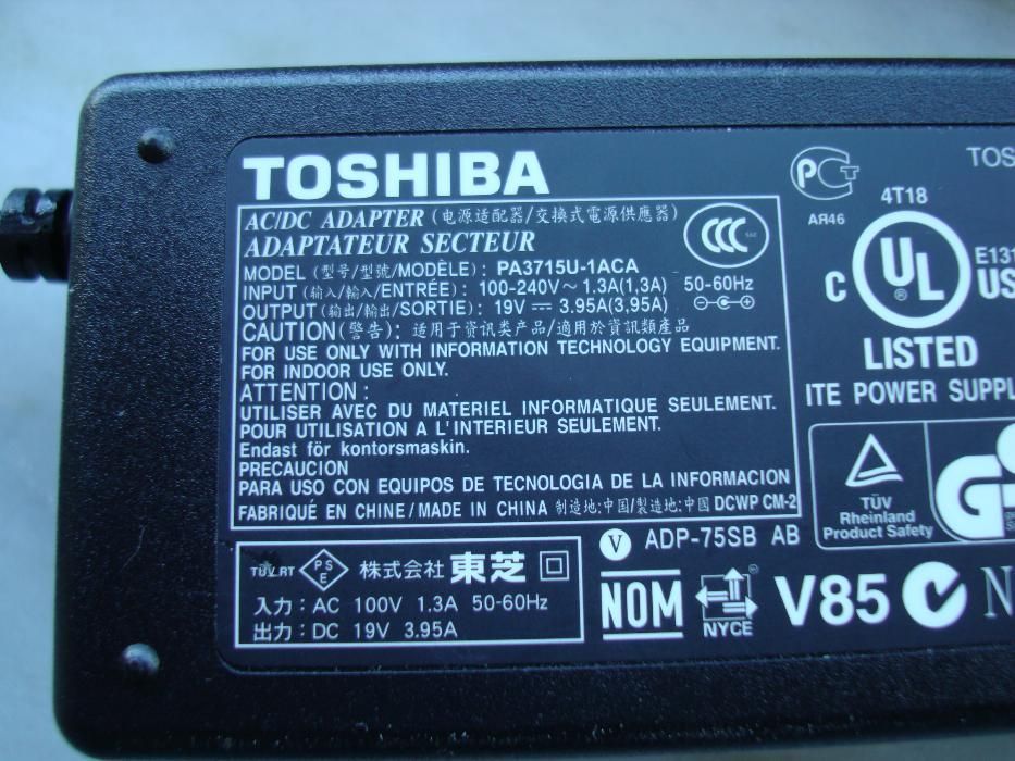 Carregador Toshiba PA 3715U-1ACA