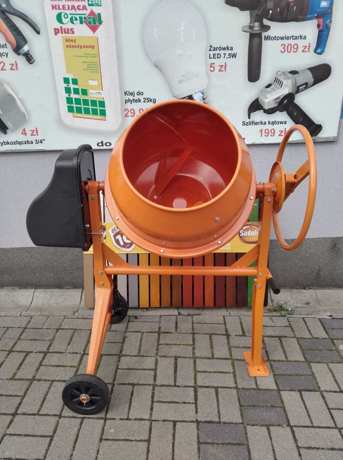 Betoniarka 140L 550W 230V bęben stalowy, żeliwny wieniec