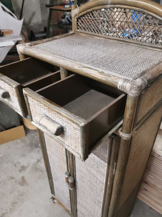 2 rattanowe szafki – boho, retro, do altany / sypialni - tanio!