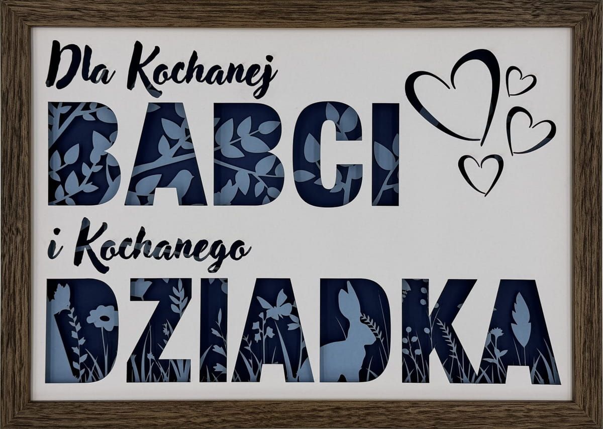 Ramka 3D shadow box Dla Kochanej Babci i Kochanego Dziadka Łąka 32x23