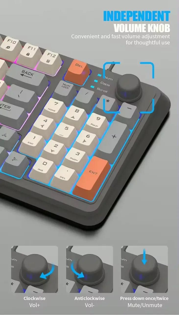 Клавиатура с подсветкой K82 RGB, игровая геймерская с подсветкой