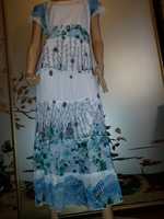 Романтичное натуральное платье-сарафан, цвет. принт жатка 48-50-52