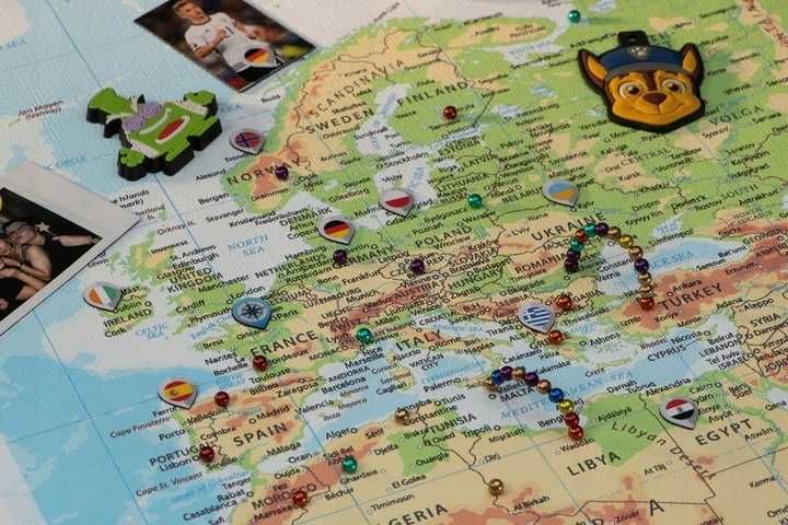 MAPA Świat Obraz 90x150cm +ZNACZNIKI magnetyczne