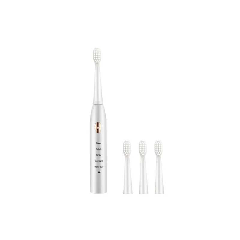 Soniczna Szczoteczka do Zębów 600mAh + 4 Główki Wygodna 5 Trybów Biała