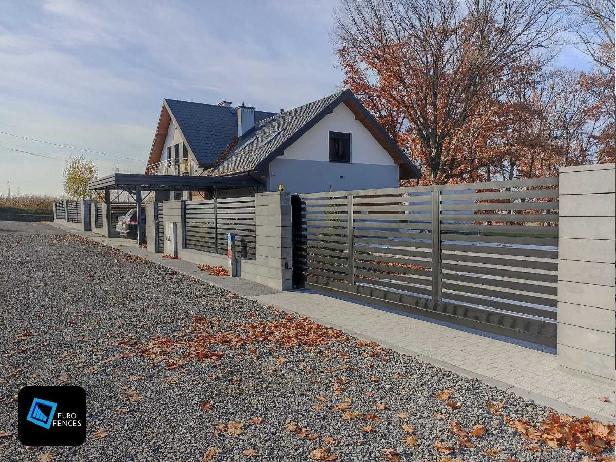 Nowoczesne ogrodzenie aluminiowe Euro Fences - model Blacha Pełna