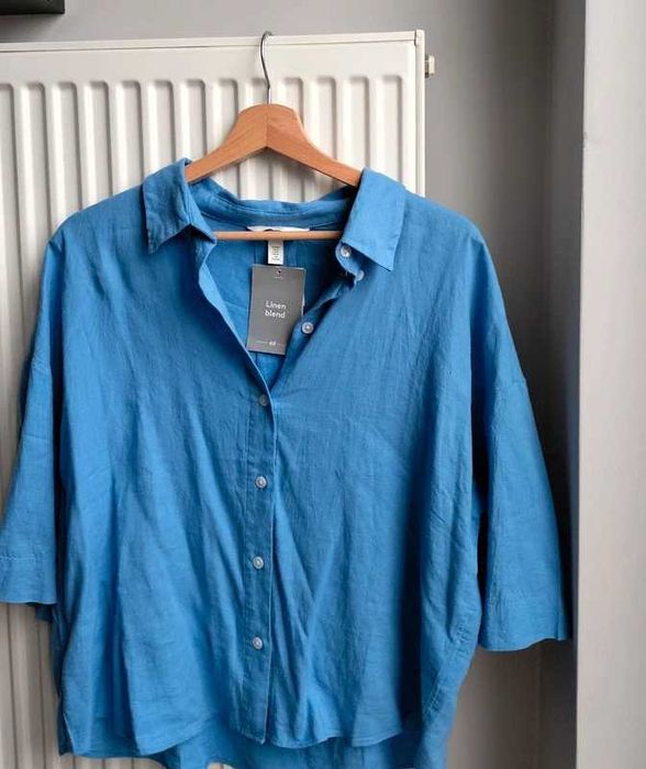 Koszula letnia krótki rękaw oversize len & wiskoza lniana