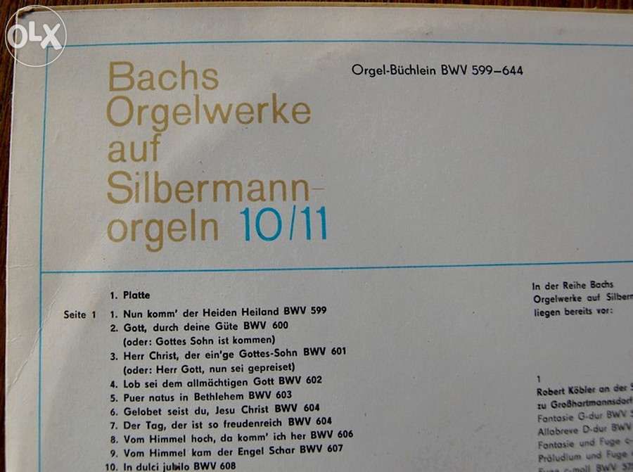 Płyty winylowe: BACHs Orgelwerke auf Silbermann orgeln album 2