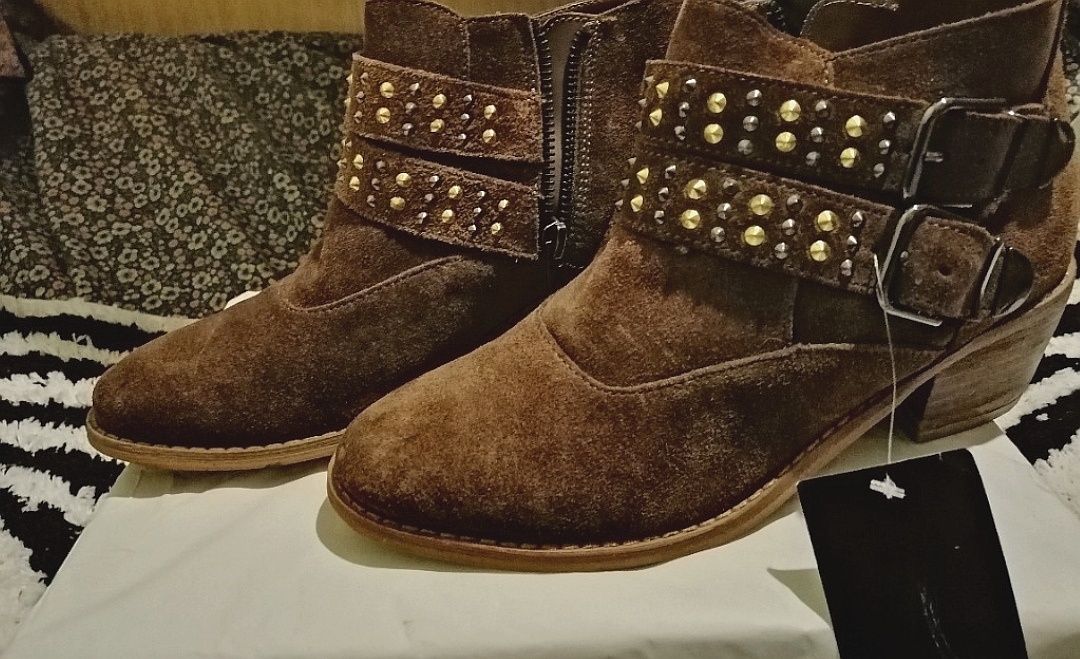 NOWE buty PULL&BEAR skóra naturalna! Na niskim obcasie Botki kozaki 36