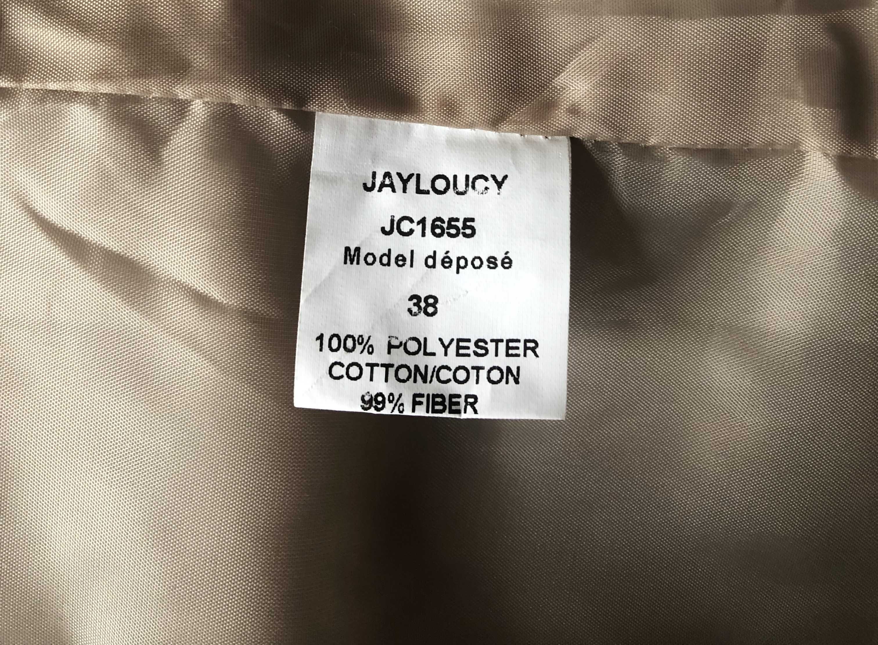 JAYLOUCY płaszcz,parka, kaptur z natural, jenotem złote zamki M