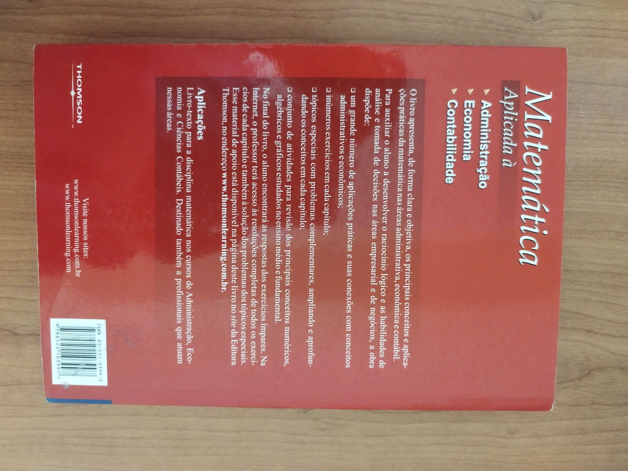 Livro Matemática aplicada à Administração, Economia e Contabilidade