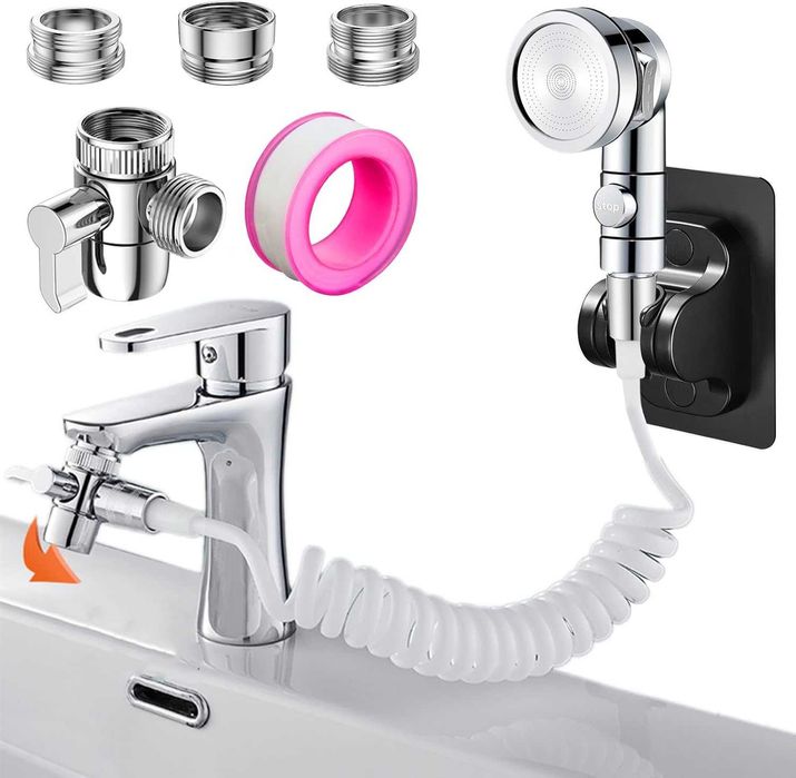 Ręczny Zestaw, Głowica Prysznicowa do Umywalki, Z Wężem Teleskopowym