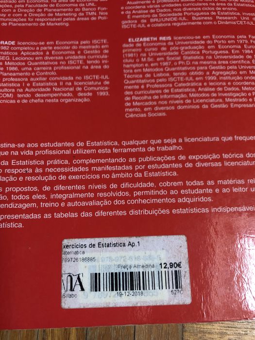 Exercícios Estatística Aplicada Vol. 1 e 2