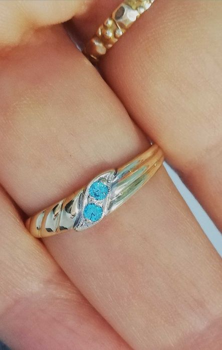 WŁOSKI bajkowy złoty pierścionek Lazurowy