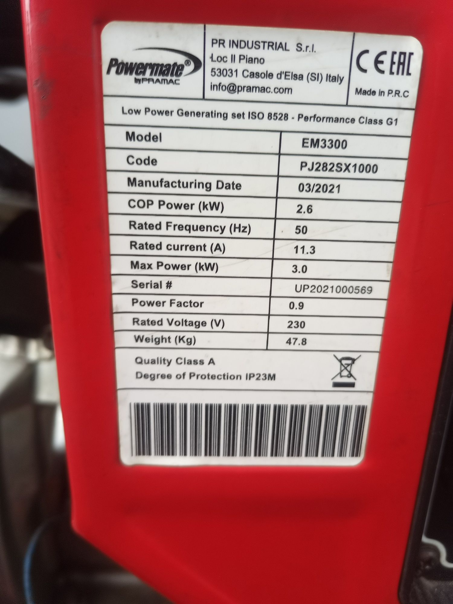 Бензиновий генератор Powermate EM3300