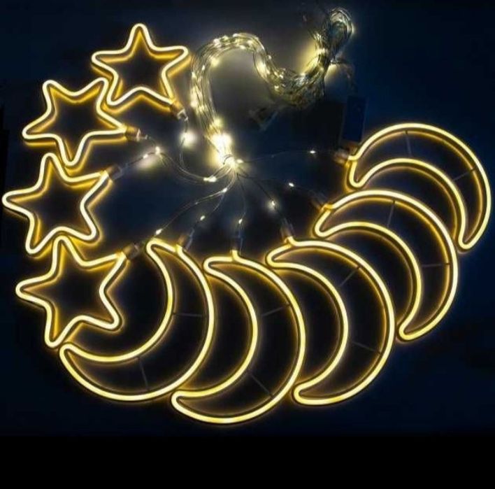 Гірлянда штора неонова Місяць і зірки 150led  Вулична