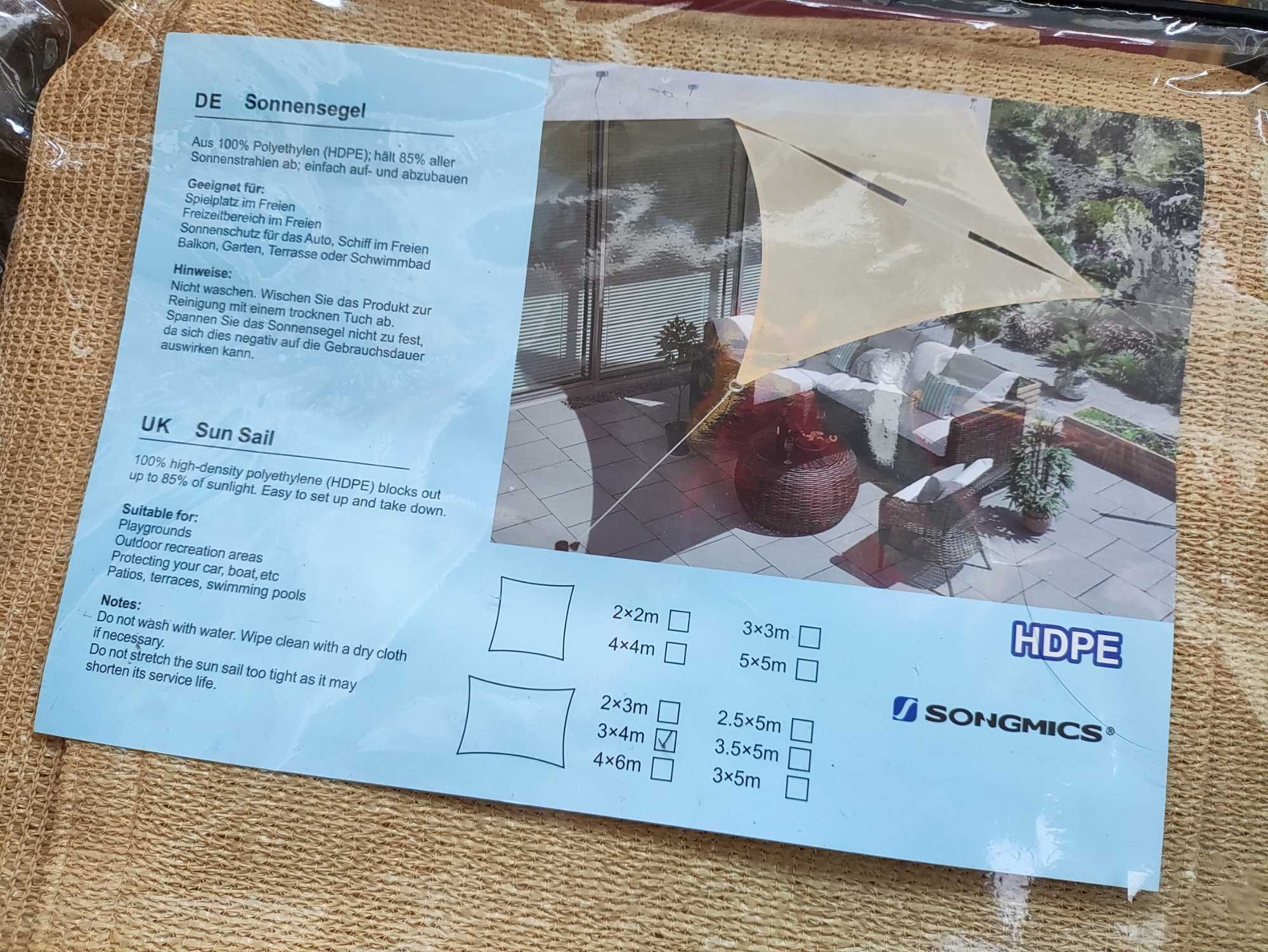 Żagiel Przeciwsłoneczny Daszek osłona przed słońcem na balkon taras