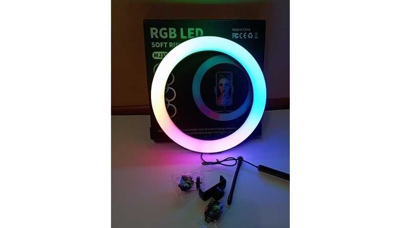 Разноцветная Кольцевая лампа RGB 30 см со штативом 2м LED кольцо