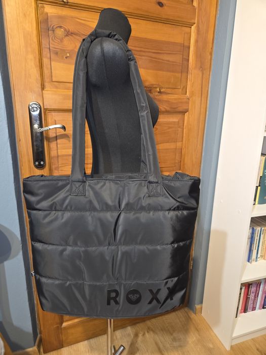Roxy czarna shopperka duża torba zimowa ortalionowa