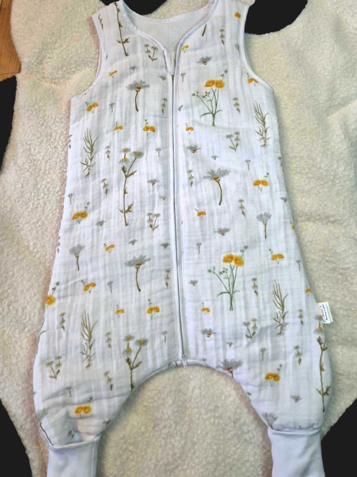 MUŚLINOWY Śpiworek z nogawkami standard 1 tog r.80-86 wzór Kwiaty