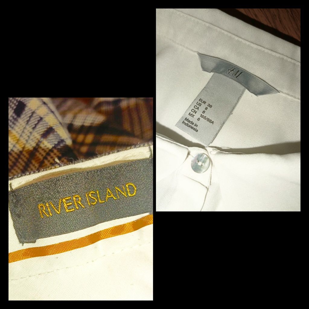 Zestaw bluzka H&M i spodnie w kratę River Island r.M