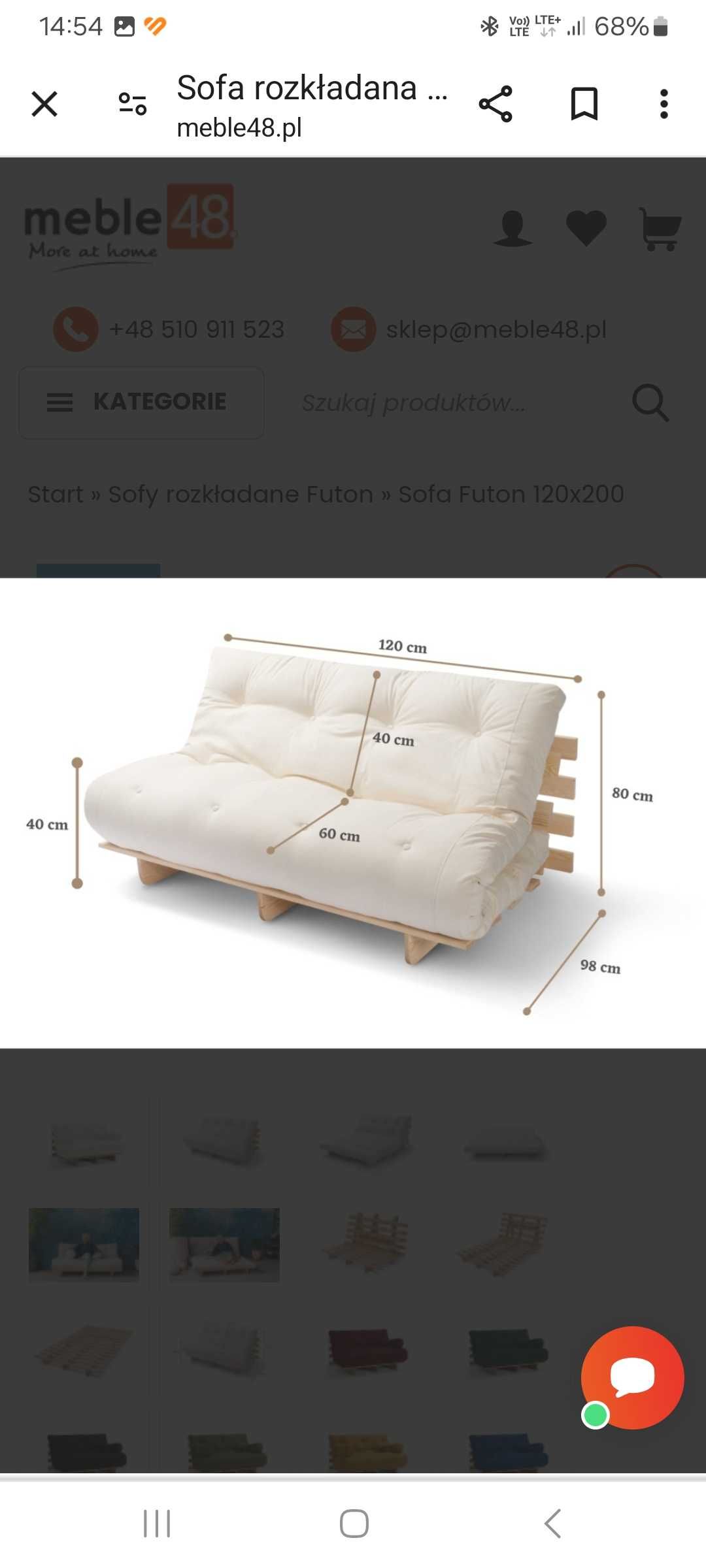 Fotel rozkładany z materacem futon.