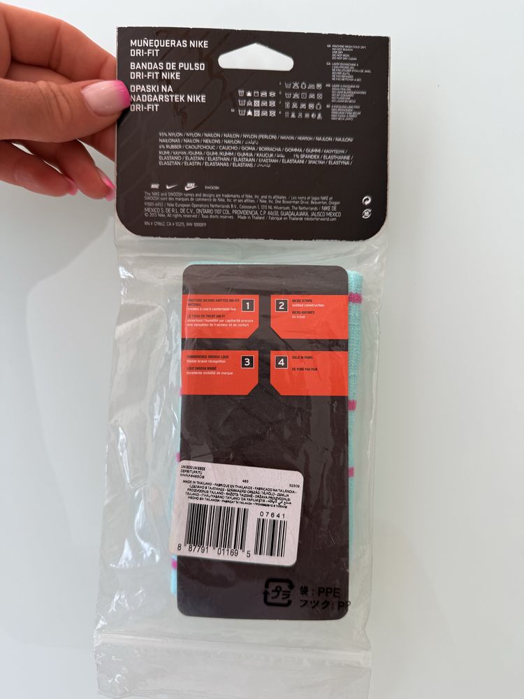 Nike gumki frotki na rękę nowe niebieskie różowe 2 sz