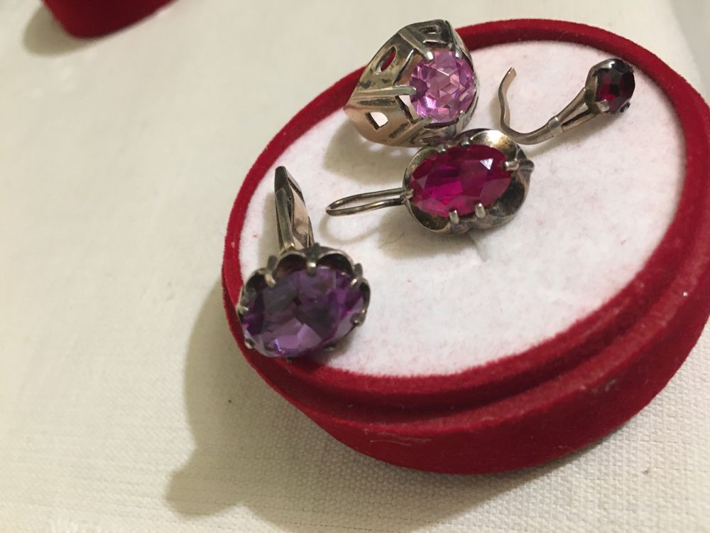 Серебряная запонка СССР 875 пробы Александрит