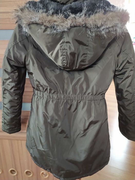 Parka kurtka płaszczyk Lemon Beret 140 jak nowa zestaw czapka i szalik