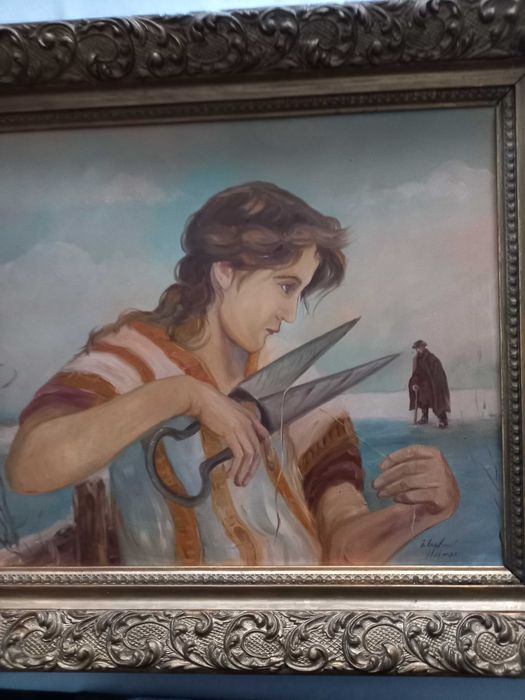 Stary obraz olejny podpisany Wlastymil Hofman