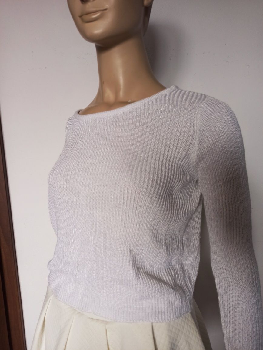 Sg Sweter damski 34 , XS H&M biały sweterek 34 , XS topcrop