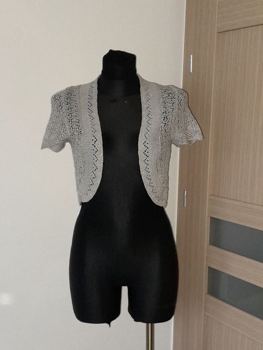 XS/S 34/36 Bolerko damskie srebrne sylwester wesele karnawał