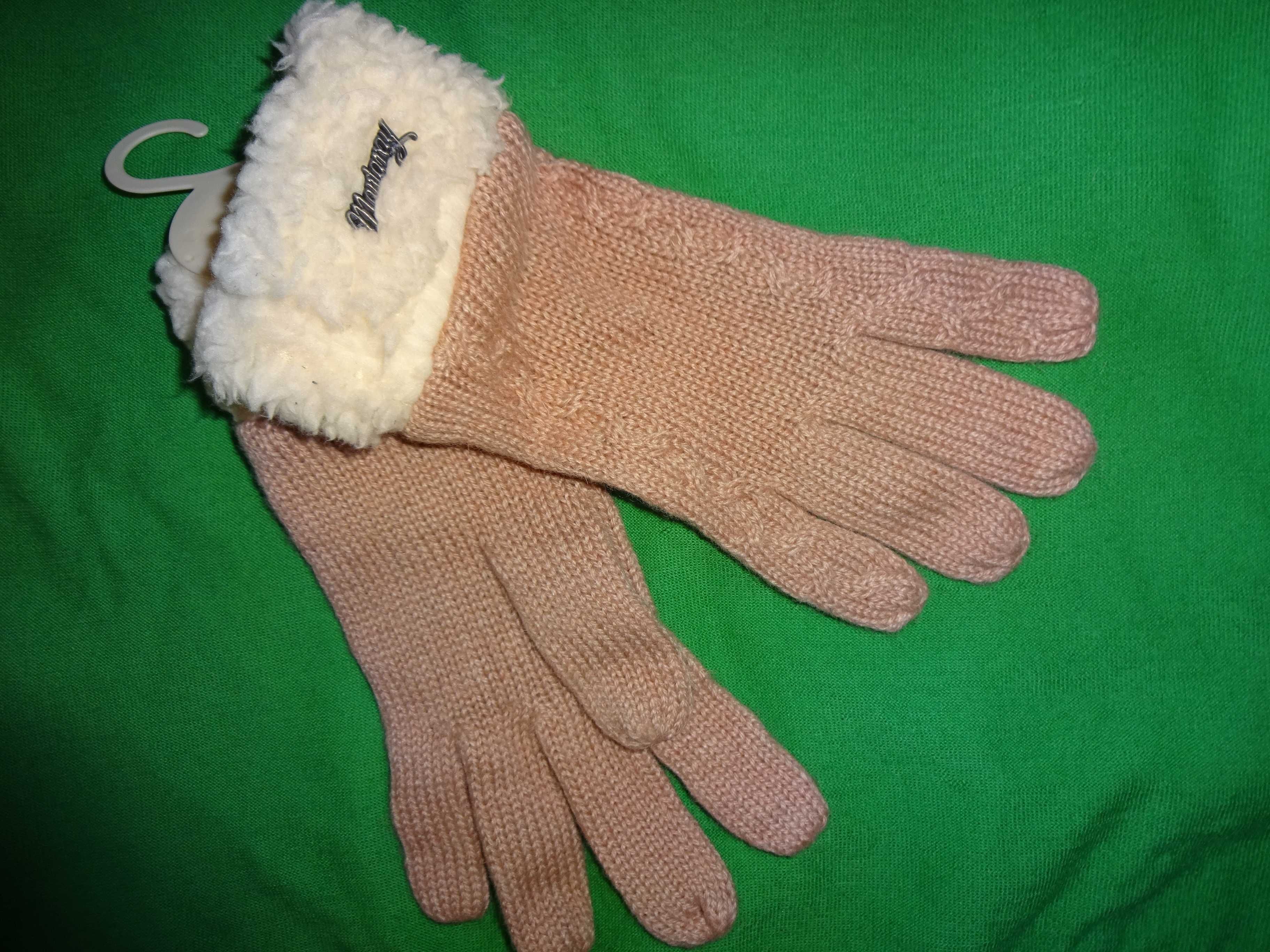 MANTARAY Pink Knitted Borg NOWE rękawiczki pięciopalczaste One Size