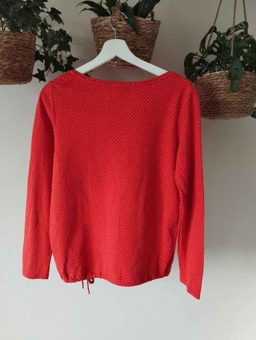 Damska bawełniana bluza, wzorek, koralowa, ściągacz r.36 S Cecil