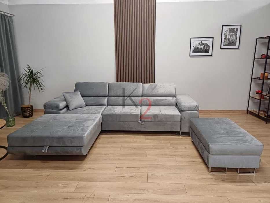 Narożnik ALEX Rogówka Kanapa Sofa Rozkładana do Salonu USB+GRATIS