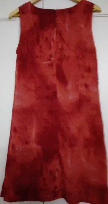 Vestido vermelho em seda com estampado esfumado - Tamanho M