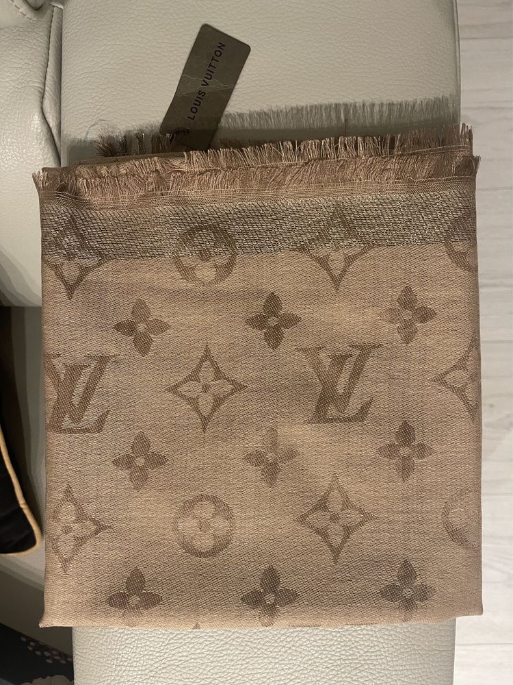 Apaszka chusta Louis Vuitton beżowa
