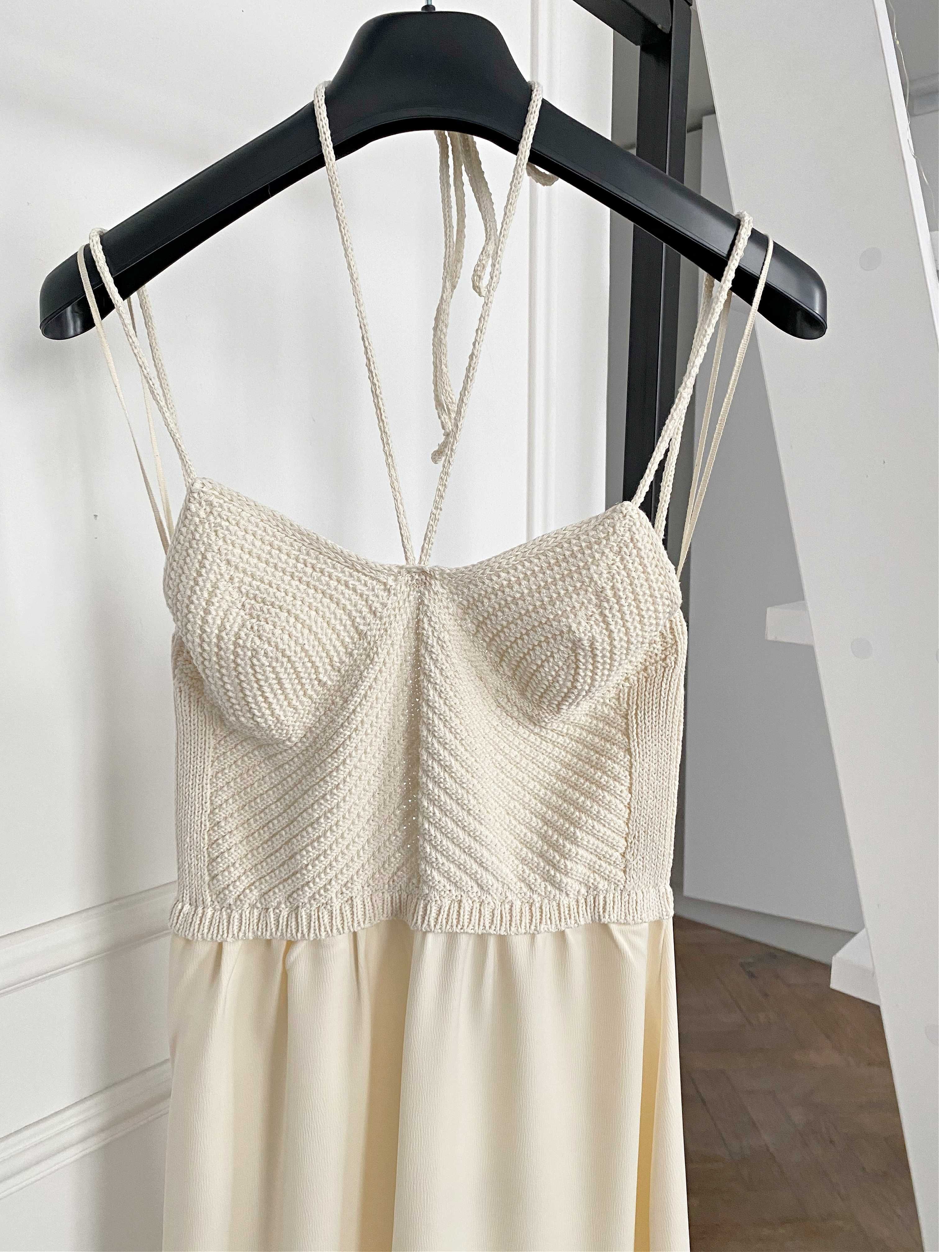 длинное комбинированное платье ZARA