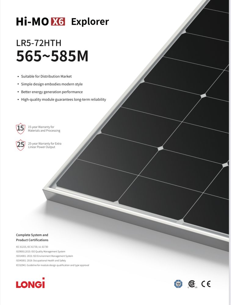 Сонячні панелі LONGI 585W