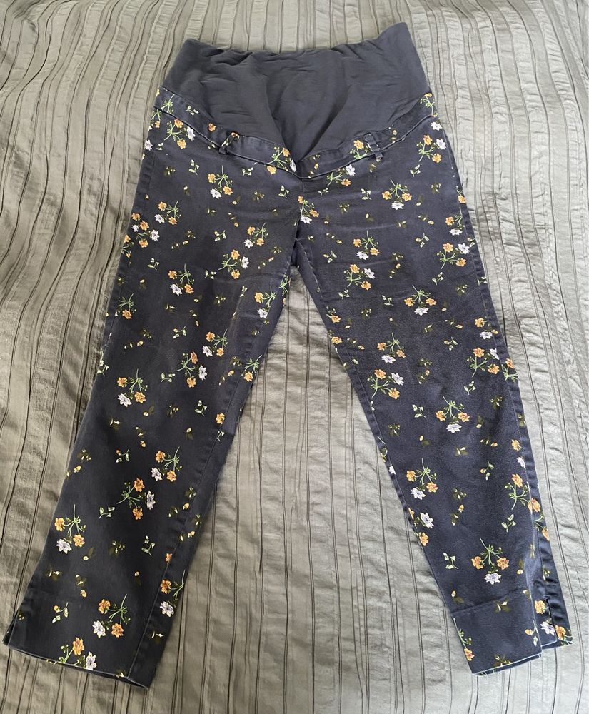 Spodnie ciążowe H&M Mama 46 (US 16) w kwiatuszki