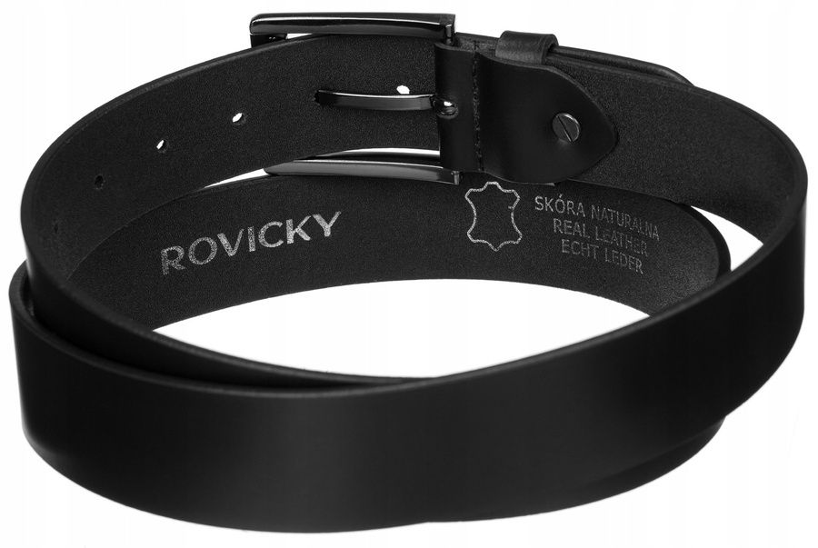 skórzany pasek męski z klasyczną klamrą - rovicky 125