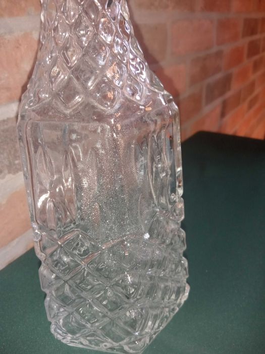 Karafka szklana wysoka 35,50cm + ozdobna butelka z napisem bimber