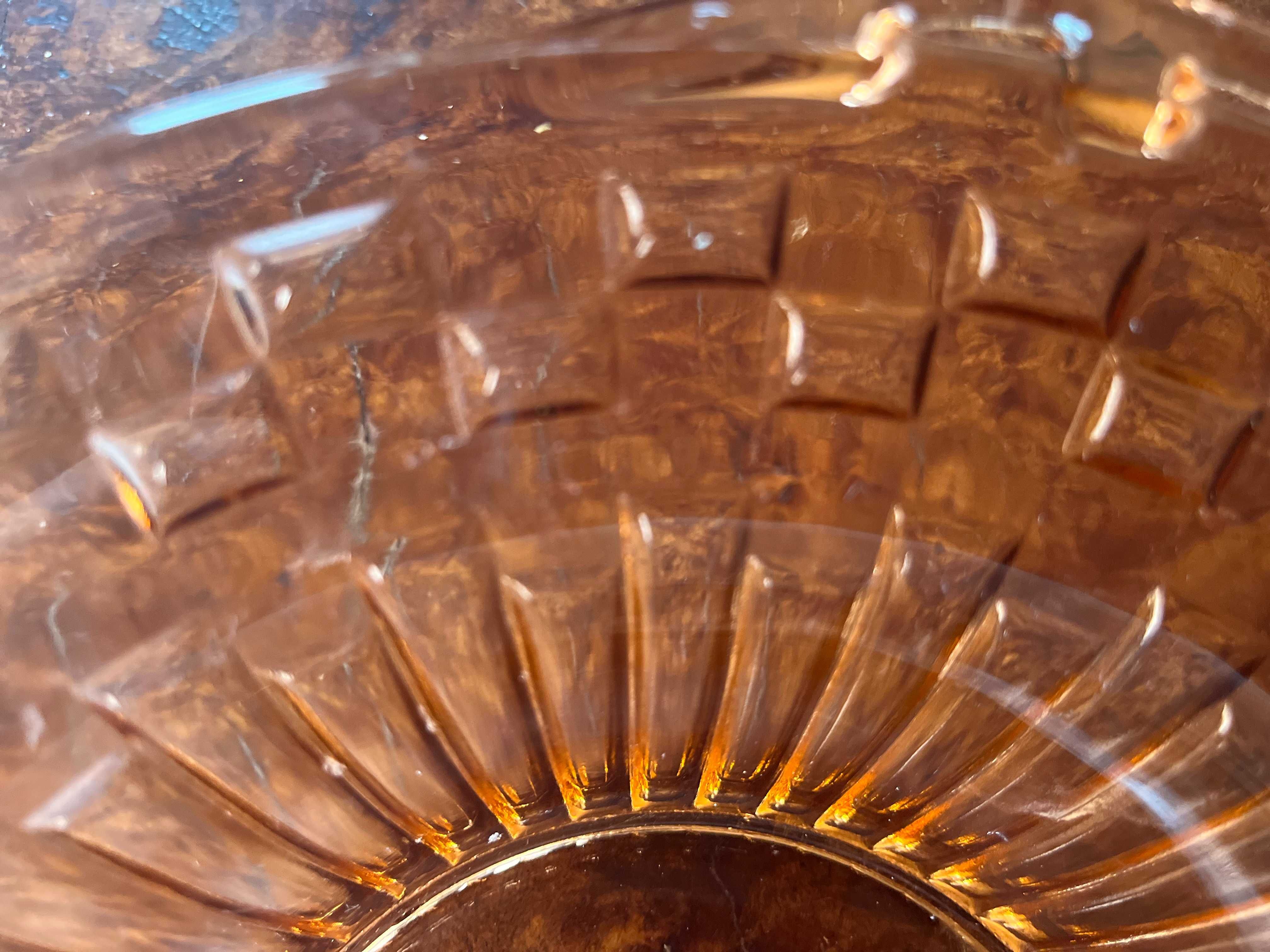 stara miska szklana w kolorze łososiowym Art deco