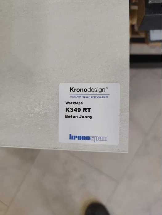 Blat kuchenny - 120 cm - szer, 4 cm - wys, KronoSpan - Jasny Beton