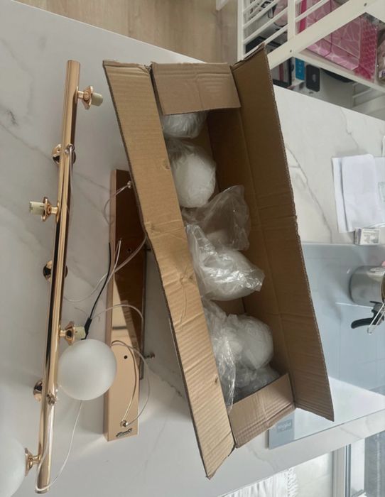 Żyrandol kule, rozowe zloto