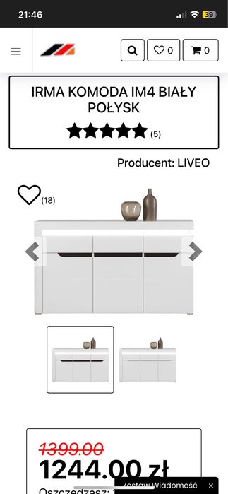 Biała komoda IRMA z oświetleniem led