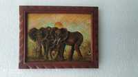 Obraz olejny Słonie